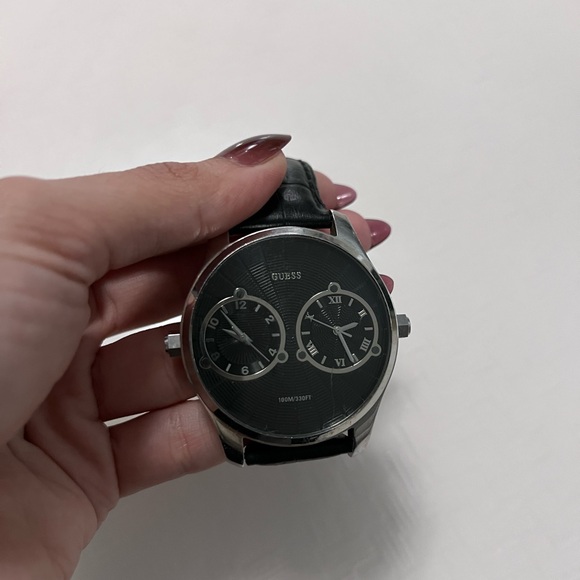 Guess Dual Dial Black and Silver Watch - Picture 1 of 2